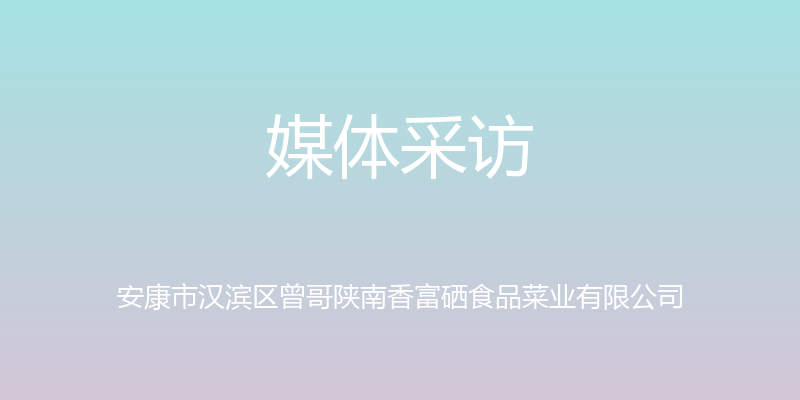 媒体采访 - 安康市汉滨区曾哥陕南香富硒食品菜业有限公司