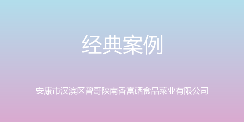 经典案例 - 安康市汉滨区曾哥陕南香富硒食品菜业有限公司