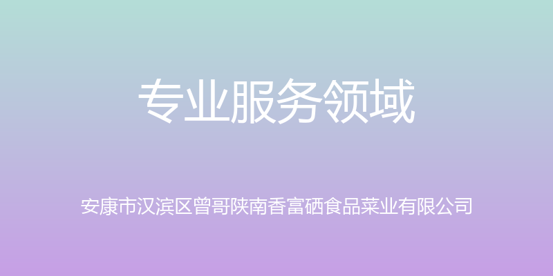 专业服务领域 - 安康市汉滨区曾哥陕南香富硒食品菜业有限公司