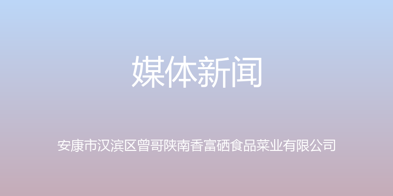 媒体新闻 - 安康市汉滨区曾哥陕南香富硒食品菜业有限公司