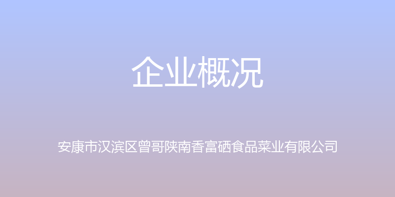 企业概况 - 安康市汉滨区曾哥陕南香富硒食品菜业有限公司