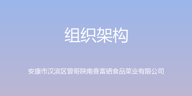 组织架构 - 安康市汉滨区曾哥陕南香富硒食品菜业有限公司